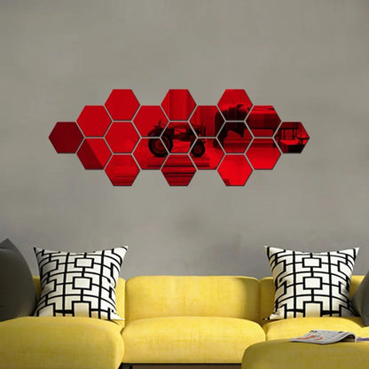 3/6/12pcs 3D Hexagon Mirror Wall Sticker DIY TV Background Living Room Stickers Wall Decor Bedroom Bathroom Home Decoration