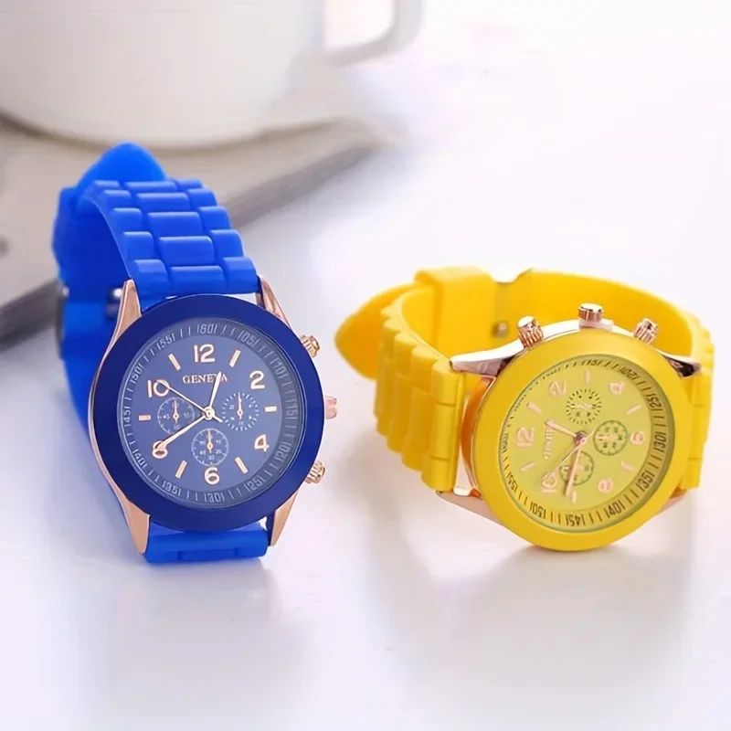 Stylish Round Pointer Quartz Watch, Triple Dial Silicone Watchband Sports Wristwatch For Women And Men, Ideal choice for Gifts