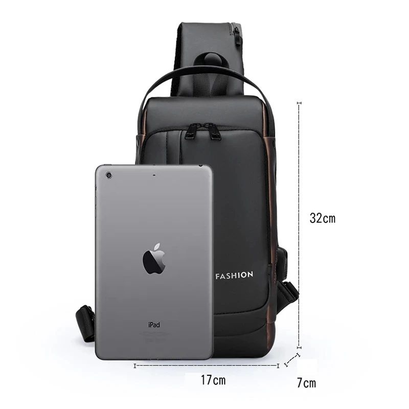 Large Capacity Multifunction Shoulder Crossbody Bag Messenger Chest Sling Travel Pack for Male Men Usb Waterproof Sports Running