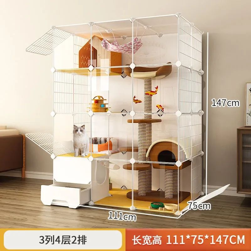 -Luxury Cat Cage Home Indoor Livingroom Balcony Cats Villa Super Large Free Space Kitten Pet House with Climbing Frame