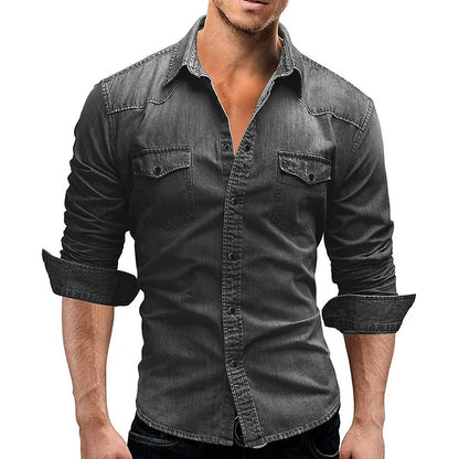 New 2025 Men's Denim Shirt Fashion Short Sleeve Soft Solid Slim Cowboy Tops Men Trend Streetwear Vintage Casual Cardigan T-shirt