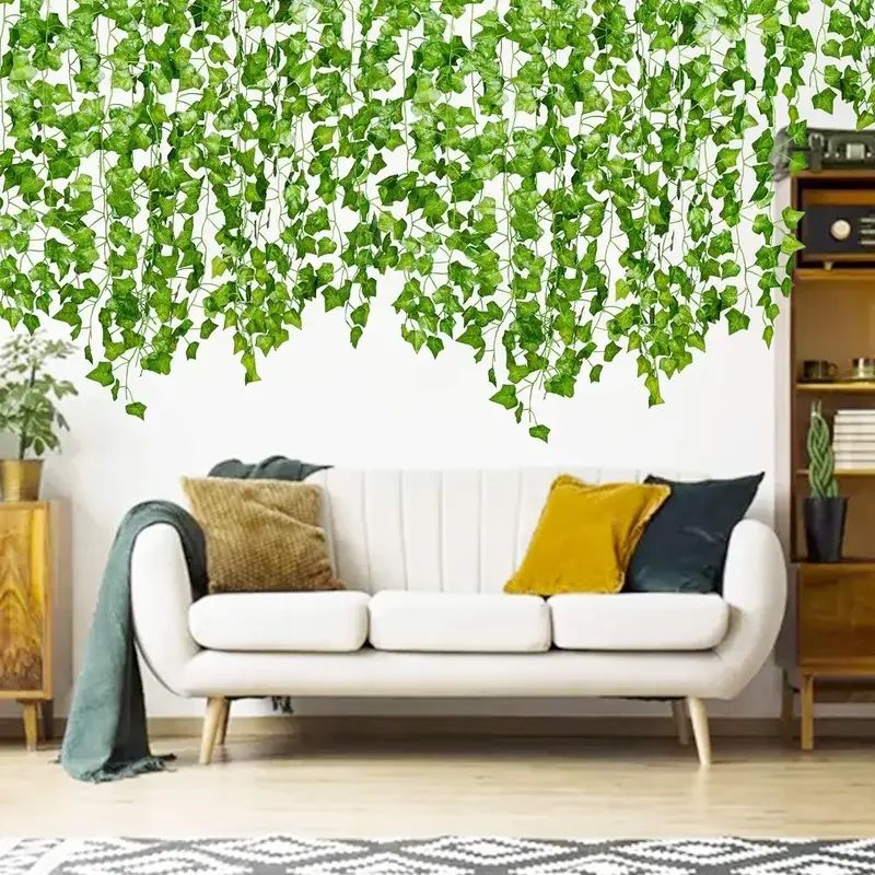 Artificial Green Ivy Leaf Rattan Creeper Leaves Vine Hanging Garland DIY Fake Fl