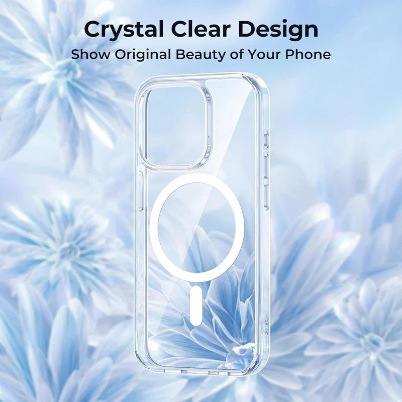 Capa Magnética Transparente Para APPLE iPhone 16 17 15 14 13 12 11 Pro Max 16 Plus 17 Air 16e Compatível Com Carregamento Sem Fio Magsafe
