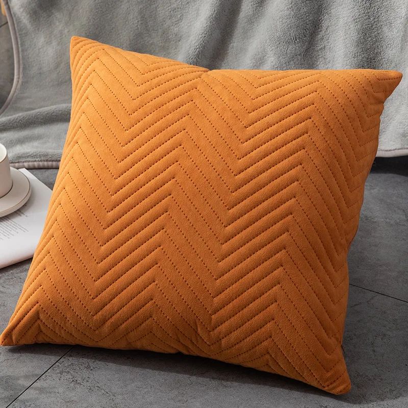 Quilted Velvet Pillowcase Throw Pillow Covers Home Cojines Decor Pillow Cases Simple Sofa Cushion Cover Decorative 45x45cm