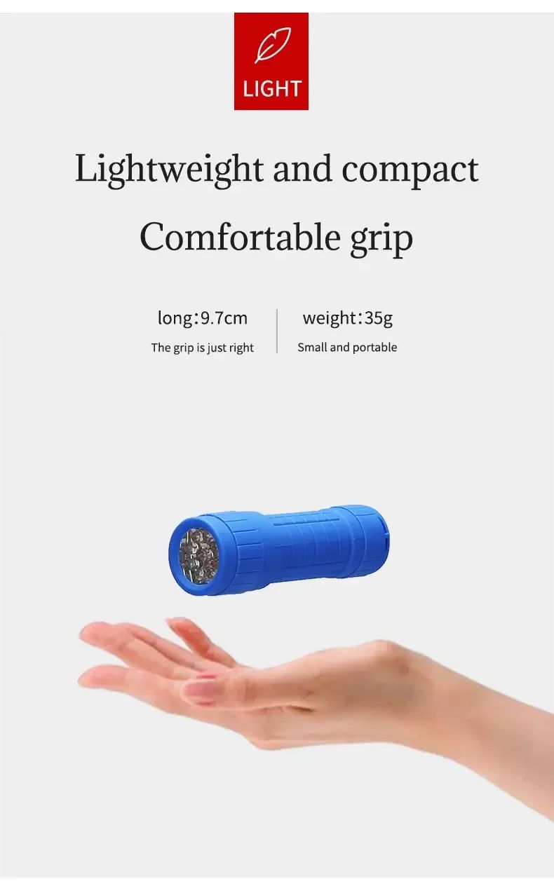 Mini Lanterna Portátil Nove Lâmpadas XPE Iluminação Forte Utiliza 3 Pilhas AAA Foco Fixo Bolso Tocha de Emergência para Exterior
