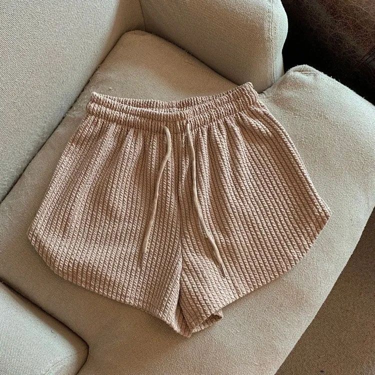 Women Shorts Summer High Elastic Lace Up Drawstring Wide Leg Sweat Short  Shorts for Women  Women Clothing  Womens Shorts