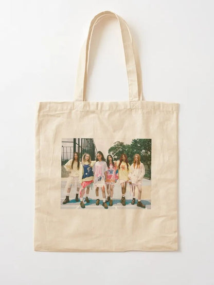 Korean Kpop Katseye Tote Bag Shopping Bag Print Original Design White Unisex Travel Canvas Casual Bag Commuting Portable Handbag