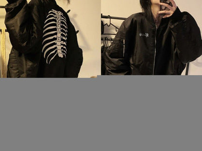 2024 New Autnmn Vintage Jackets Bomber Jacket Women Black Gothic Harajuku Grunge American Baseball Jacket Couple Cool Outerwear