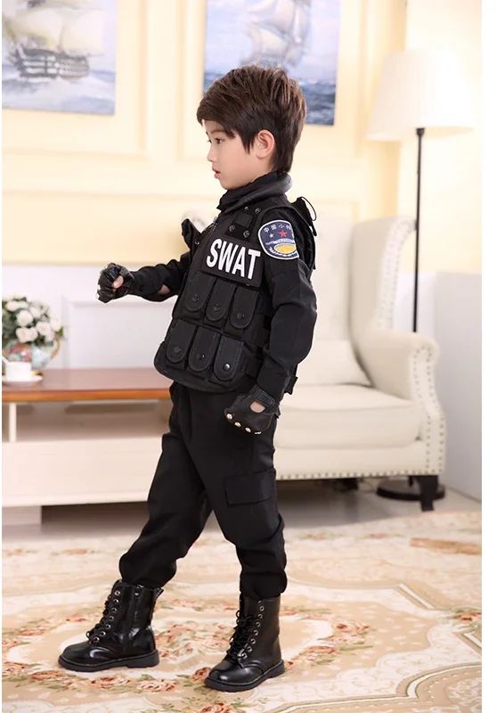 2025 Halloween Children Hunting Military Tactical Army Vest Kids Airsoft Gear Combat Armor Uniform Boy Girl Swat Police Outdoor