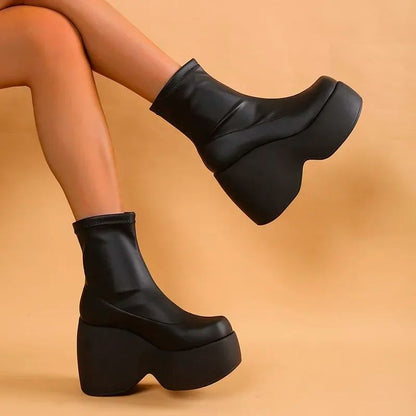 2024 Brand New Gothic Style Sexy Elegant Chunky Platform Women Ankle Boots Big Size 43 Walking Comfy Woman Shoes Platform Shoes