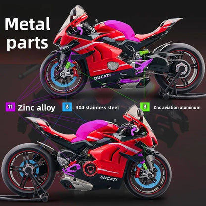 Spray de Fundição 1:6 Ducati V4 Moto Liga Modelo Coleção Miniatura Voiture Ornamento Namorado Presente Decoração de Casa Brinquedo Veículo