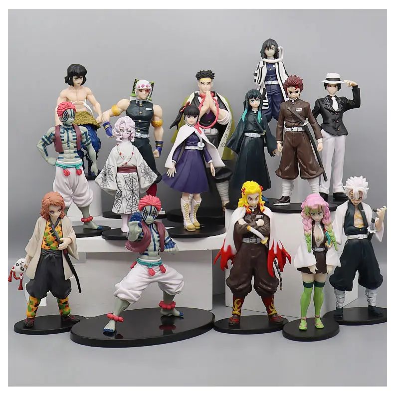 Boneco de 15cm Anime Demon Slayer Nezuko Tanjirou Zenitsu Inosuke Kyoujurou Shinobu Giyuu Qposket, Brinquedo Infantil, Presente de Natal