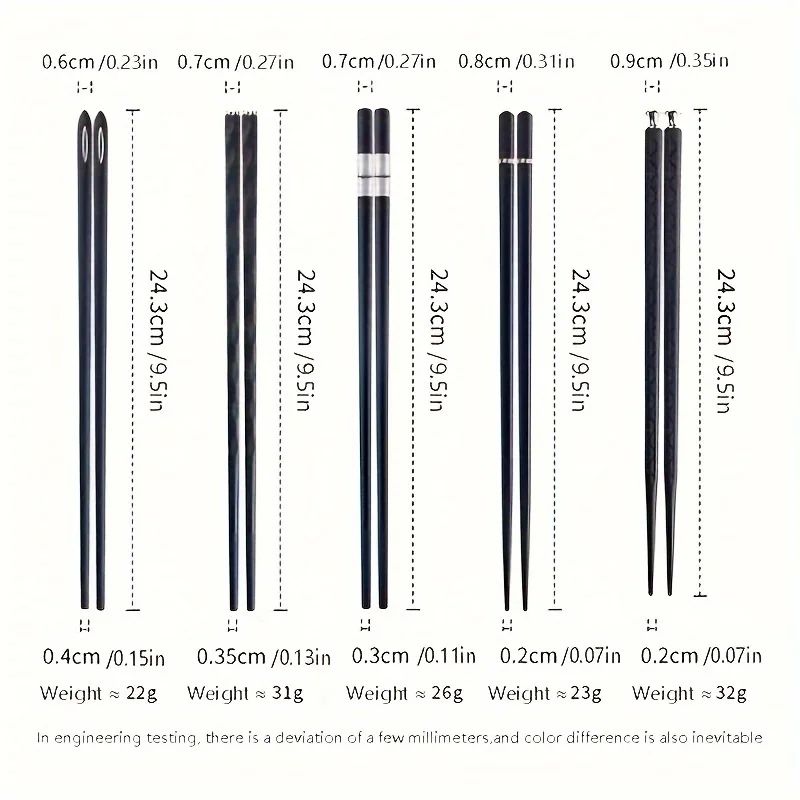 5 Pares de Hashis Premium em Liga Metálica - Antibacterianos, Reutilizáveis (Japonês e Chinês) com Tecnologia de Íons de Prata