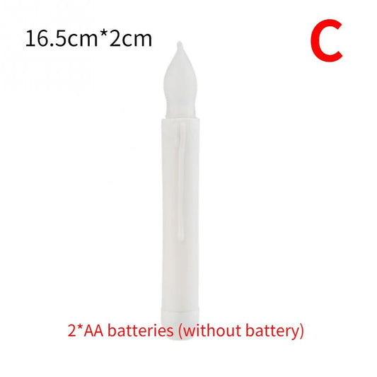 4/1PCS Long Christmas LED Candle Flameless Pointed Candle Light Battery Powered Church Flickering Candle Light Home Decoration