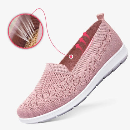 Spring Summer Breathable Knitted Flats for Women 2025 Comfortable Slip On Mom Shoes Woman Slip On Non Slip Casual Sneaker Female