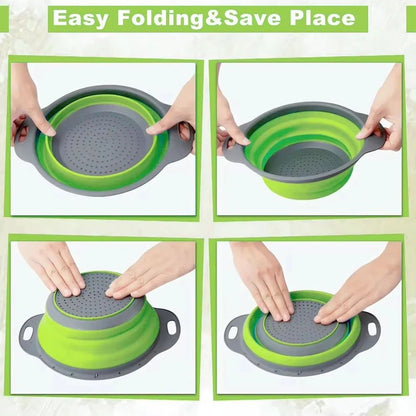 Cesto de Drenagem Dobrável de Silicone Cesto de Lavar Frutas e Vegetais Coador Dobrável Escorredor Dobrável Ferramenta de Armazenamento de Cozinha