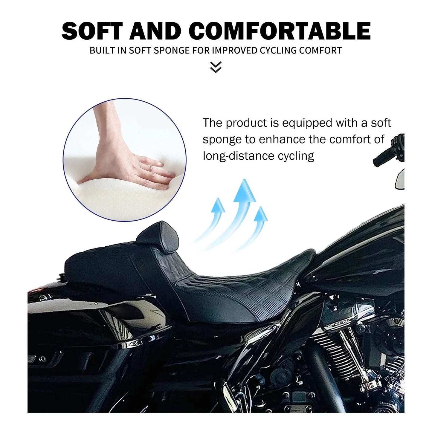 Assento de motocicleta para motorista e passageiro com encosto para Harley Touring Street Glide Road King FLHTK 09-2023