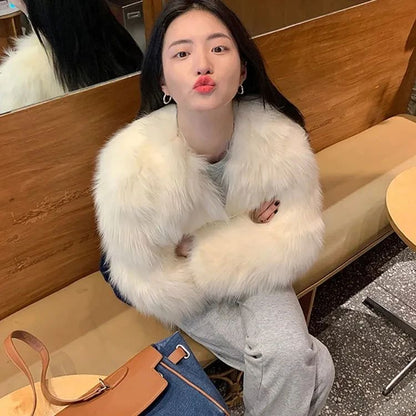 Faux Fur Coat Womens Clothing 2025 New Fashion Casual Imitation Fox Fur Coat Female  Short Loose Comfortable Winter Jacket