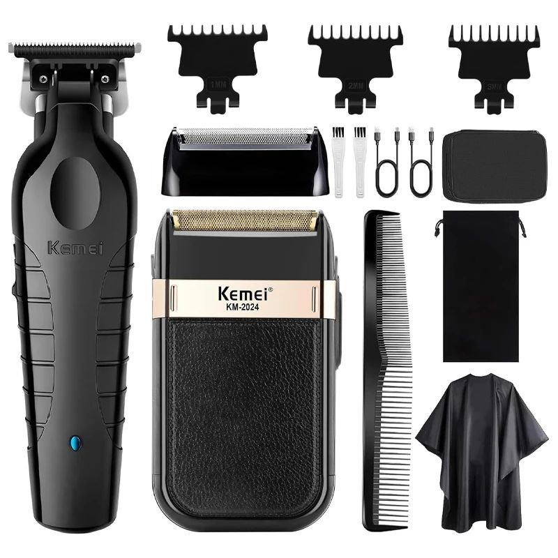 Kemei  KM-2299 KM-2024  Professional Barber Cordless Electric Hair Clippers USB Rechargeable Hair Trimmers Hair Cutting Machine