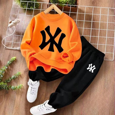 Conjunto de Roupas de Bebê Primavera Menino Carta Impressa Camisolas Pullover Top e Calças 2 Peças Terno Crianças Meninas Agasalhos da Moda