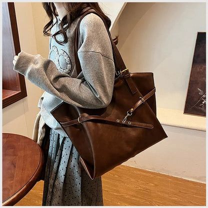 Retro Big PU Leather Shoulder Bag for Women 2025 Winter Trend New Y2K Fashion Handbags Females Travel Luxury Tote Bag  bolsas