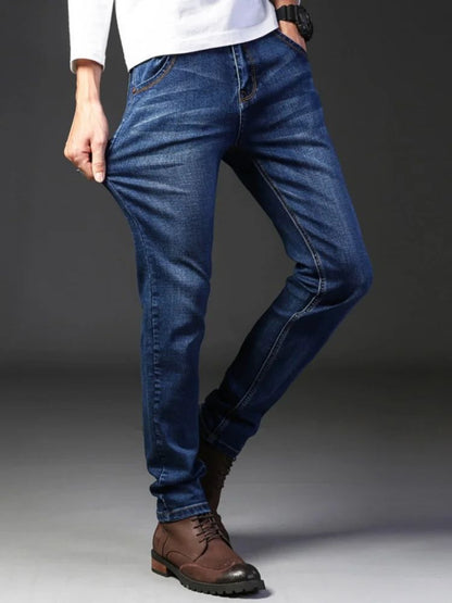Novas calças jeans clássicas masculinas primavera e outono, de alta qualidade, duráveis, soltas, de corte reto, casuais, versáteis, estilo cowboy