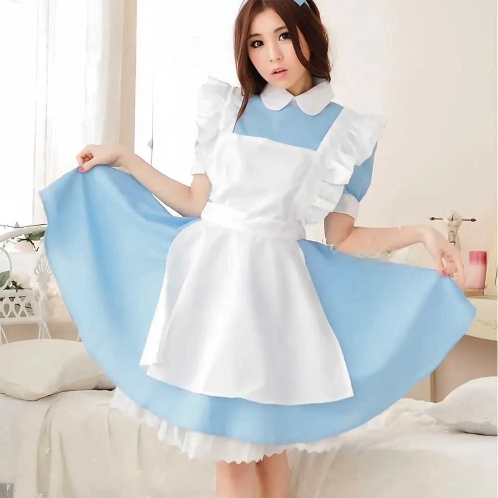 Cosplay Costume Lolita Dress Maid Apron Fantasia Carnival Halloween Costumes for Women Masquerade Party Alice In Wonderland