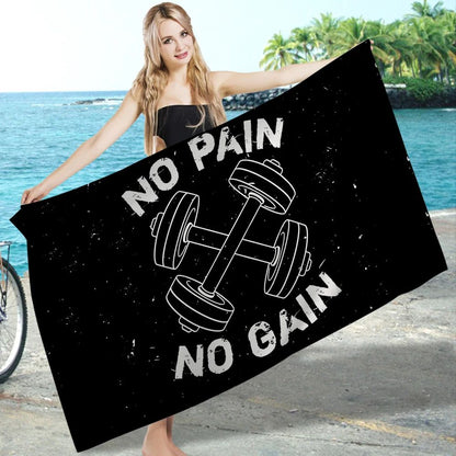 No Pain No Gain GYM Towel Microfiber Beach Towel Absorbent Quick dry Soft Yoga Swimming Resort Mountain Climbing Towel
