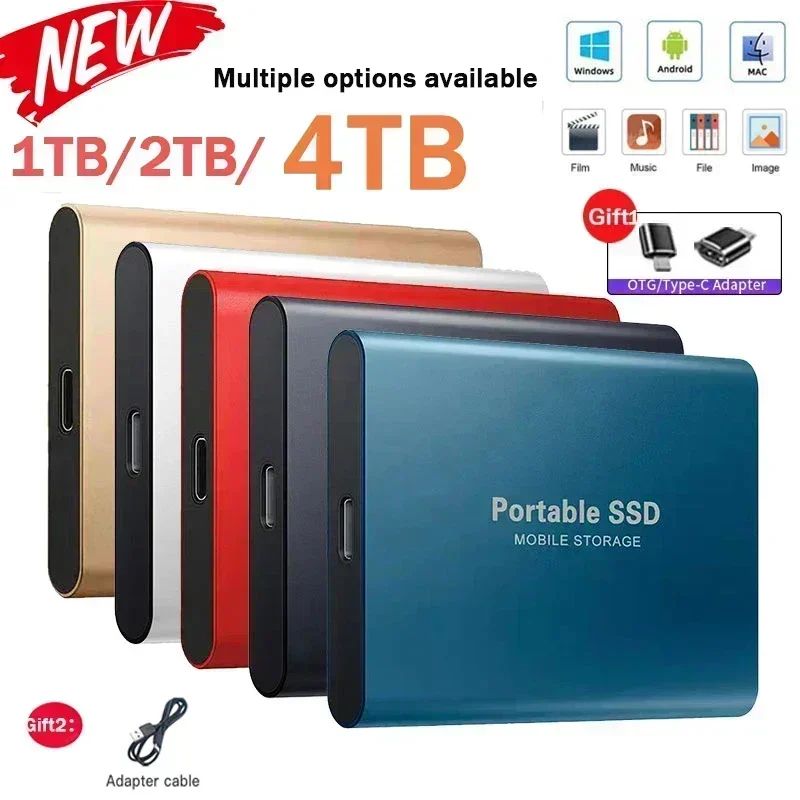 SSD Portátil de Alta Velocidade Externo 4TB Interface USB3.1 Disco Rígido Unidade de Estado Sólido Dispositivo de Armazenamento em Massa para Notebook/PC