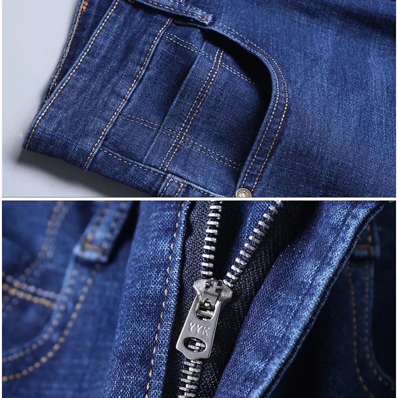 Calça Jeans Masculina de Marca de Luxo Stretch Reta Casual Slim Fit Jeans Masculino Design Clássico de Negócios Calça Tamanho Grande