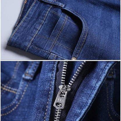 Calça Jeans Masculina de Marca de Luxo Stretch Reta Casual Slim Fit Jeans Masculino Design Clássico de Negócios Calça Tamanho Grande