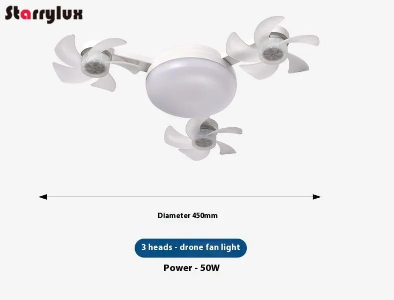 LED Smart Silent Fan Light with E27 Screw Creative 3/4/5 Head Remote-Controlled 3-Speed Adjustable for Home Living Room Bedroom