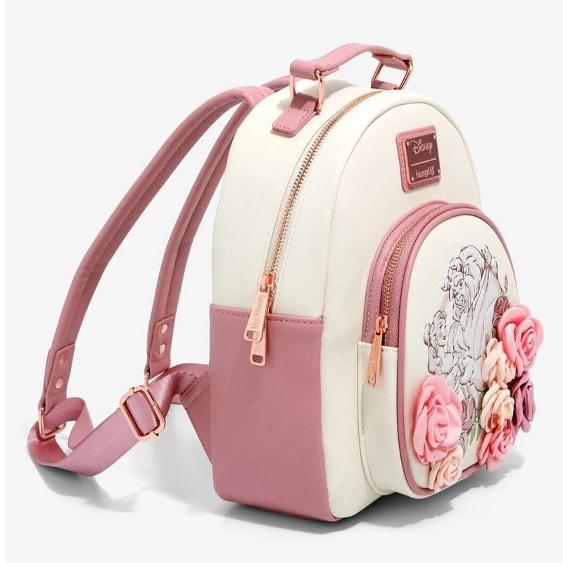 Nova carteira mochila mini Loungefly Disney A Bela e a Fera Bela Vitral Retrato