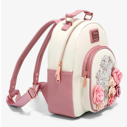 Nova carteira mochila mini Loungefly Disney A Bela e a Fera Bela Vitral Retrato