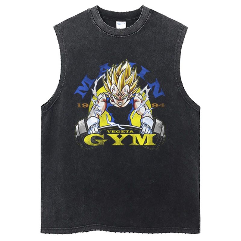 Streetwear Gym Sleeveless Tshirt Vintage Sports Tank Tops Sleeveless Dragon Ball Anime Graphic Harajuku Cotton Vest T-Shirts