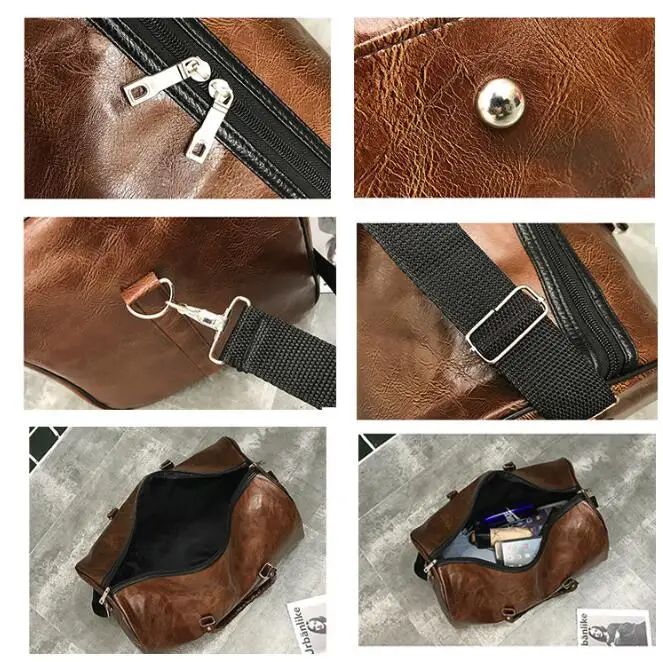 Bolsa de Viagem de Couro Grande Duffle Independente Bolsas de Fitness Grandes Bolsa de Mão Bagagem Bolsa de Ombro Preto Moda Masculina Zíper Pu 2024