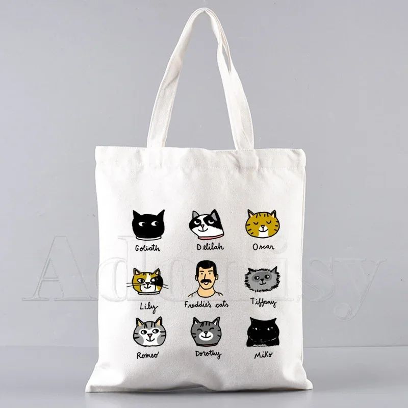 Freddie Mercury Tote Bag Unisex Canvas Bags Shopping Bags Printed Casual Shoulder Bag Foldable