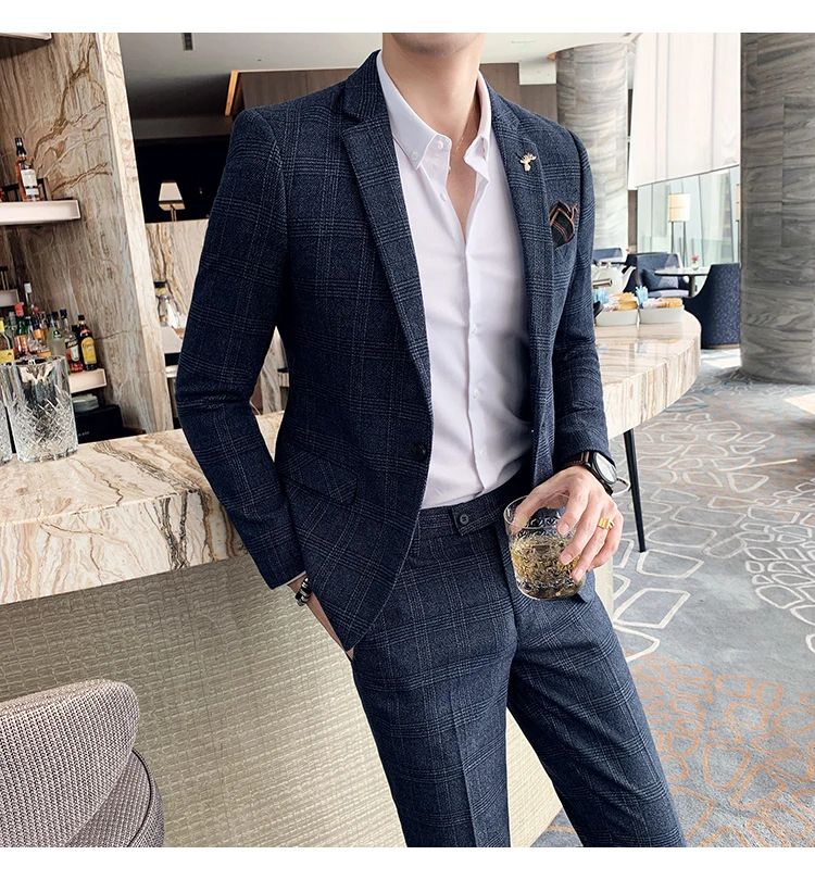 Blazer Plus Size 7XL Men's Blazer Fashion Business Italian Style Linen Leisure Wedding for Office Workers Assembling A Blazer