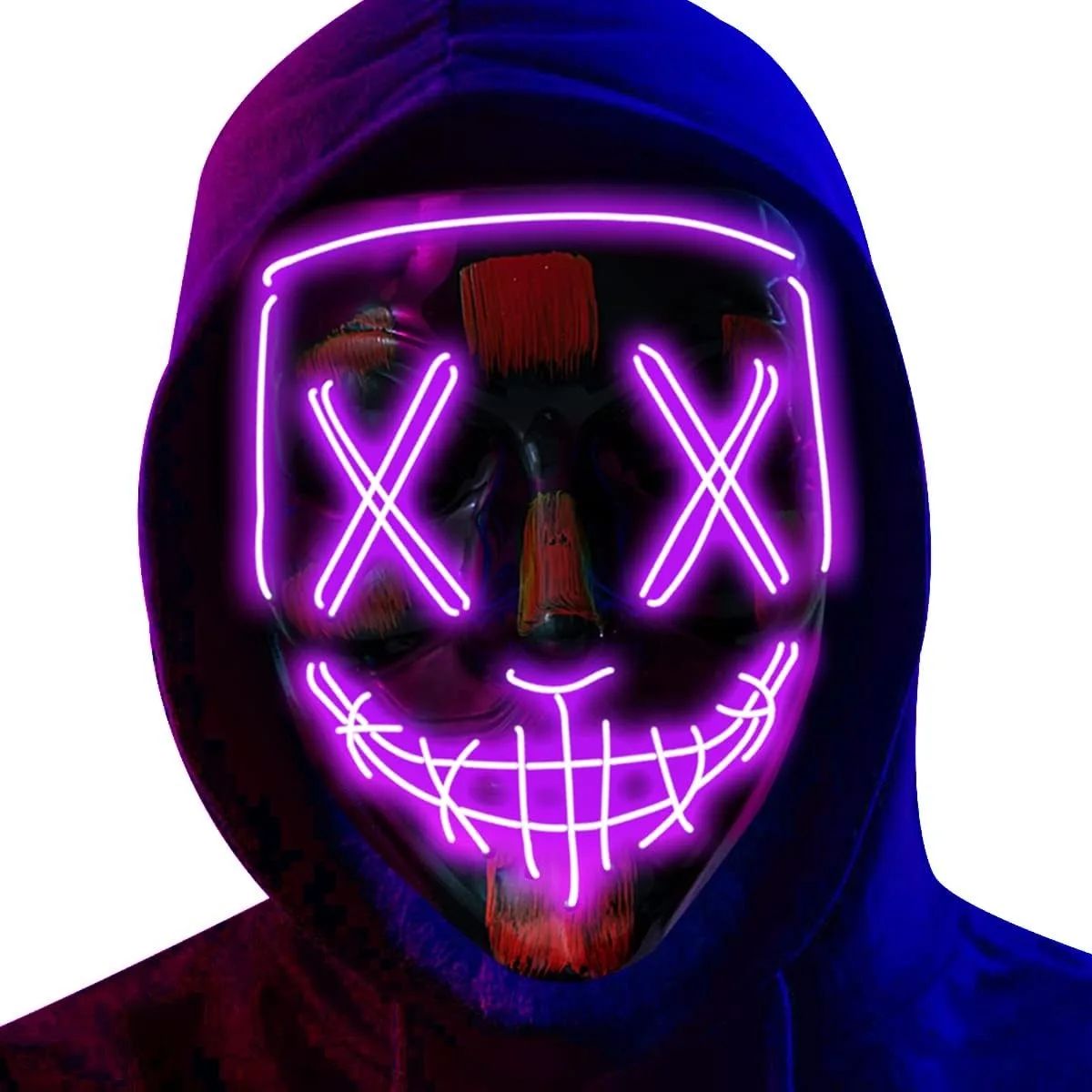 Poptrend Halloween Mask LED Light up Mask Scary mask for Festival Cosplay Halloween Costume Masquerade Parties Carnival Gift