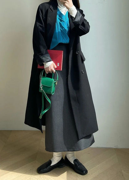 Sweater Coat Skirts 2024 Autumn and Winter New Gray Back Slit Suit Skirt Skirt