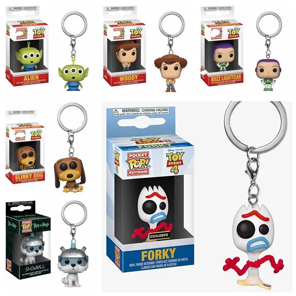 Funko POP Toy Story 4 Garfinho Slinky Woody Buzz Lightyear Alien Chaveiro Coleção de Bonecos de Ação Brinquedos de Modelo para Presente Infantil