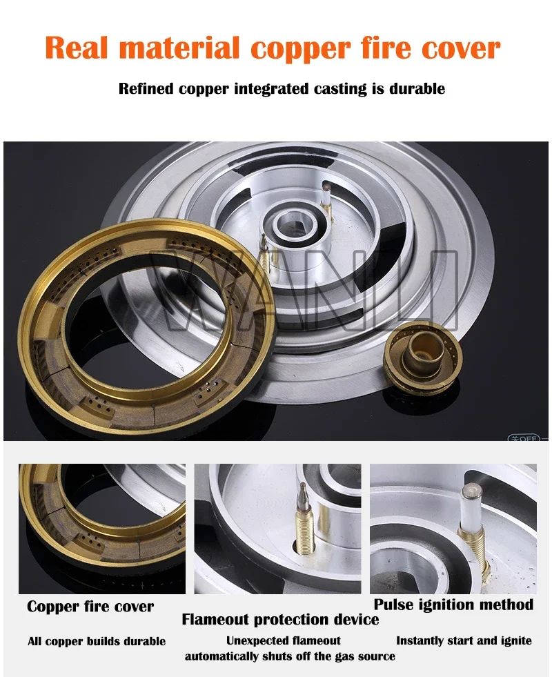 Home Electric Household Embedded Desktop Energy-Saving Induction Cooker Natural Gas Liquefied Gas Stove Double Stove Eye Tempere