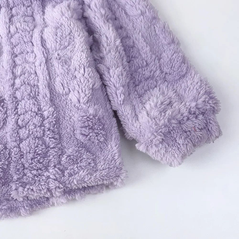Baby Girl Clothes Purple Plush Jacquard Top+Pants 2-piece Set for Autumn and Winter Home Kids Casual Pajamas 3-7 Years Old