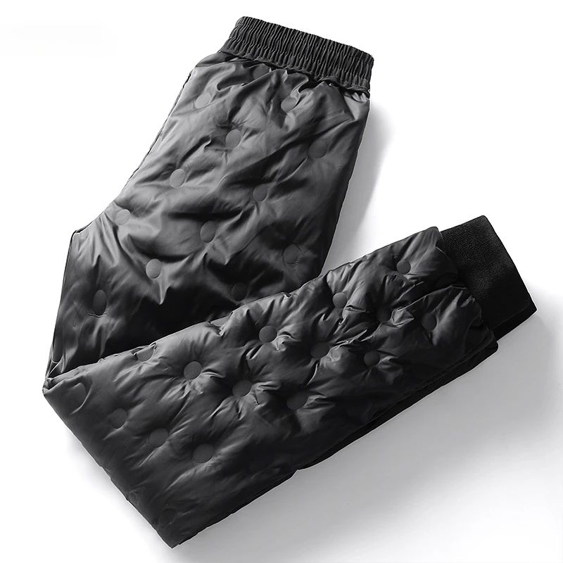 Men's Down Pants Autumn Winter New Solid Color Thickened Warm Outdoor Travel Adventure Harem Pants Men's Plus Size Casual Pants