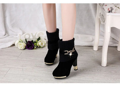 Sapatos femininos de salto agulha super alto com plataforma, sapatos de salto alto, scarpins femininos, botas de tornozelo de camurça bico fino para mulheres, botas de salto grosso NOVO