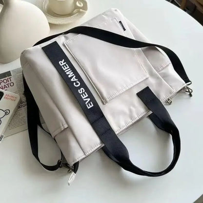New Casual Tote Large Capacity Shoulder Bag Nylon Waterproof Canvas Handbag Simple Fashion Messenger Bags For Schoolgirl