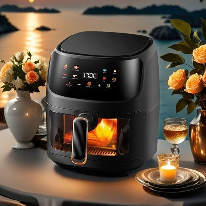 Fritadeira Airfryer 8L Forno Smart Touch de Grande Capacidade Visual Multifuncional Elétrico Fritadeira Air Fryer Máquina de Batata Frita