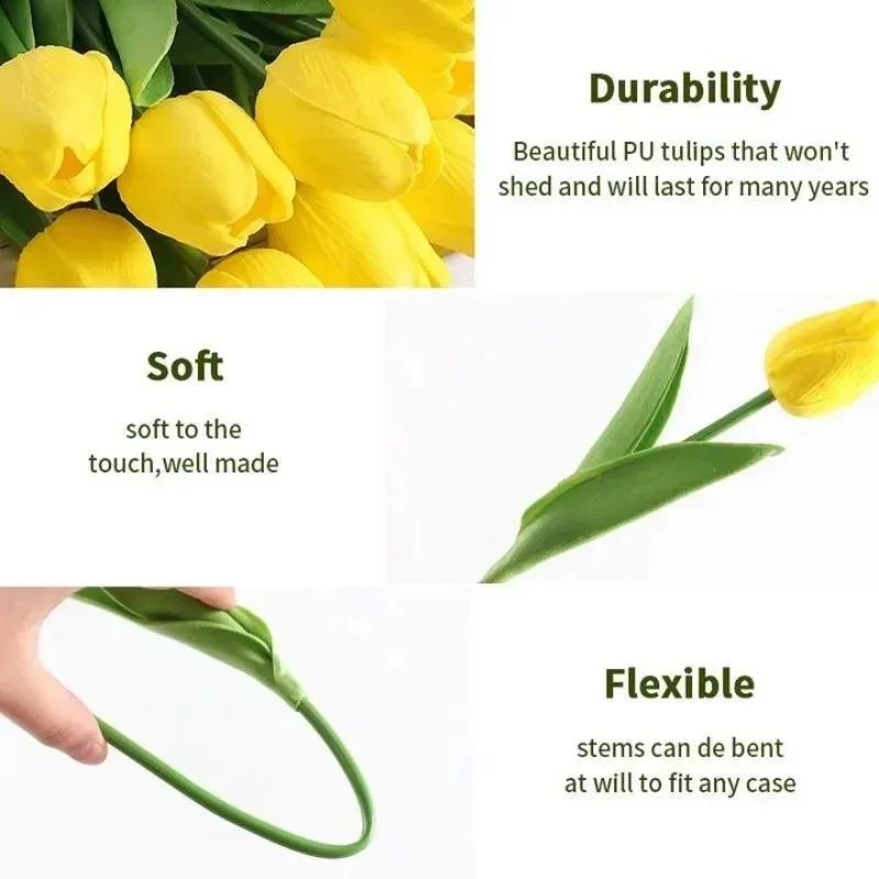 5-30Pcs Premium Tulip Artificial Flowers, Real Touch Tulip Bouquet, Decorative for Wedding Home Party Christmas Candy Birthday