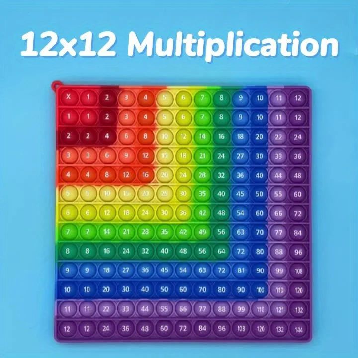Educational Multiplication Push Bubble Fidget Pop Toys for Kids - Colorful Times Table Math Teaching Resources and Gifts