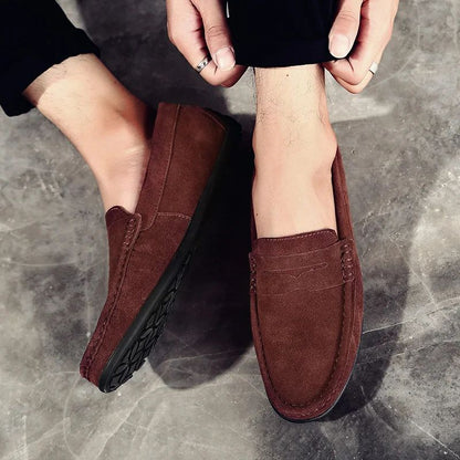 High Quality Leather Men Loafers  Slip on Mens Casual Shoes Fashion Flats Male Driving Shoes Moccasins Ten Colors Size 38-47